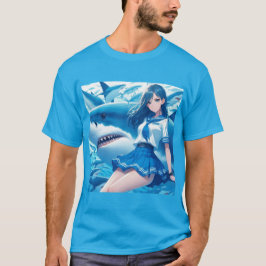 Serenidad Submarina: Marinera y Tiburón Blanco T-Shirt
