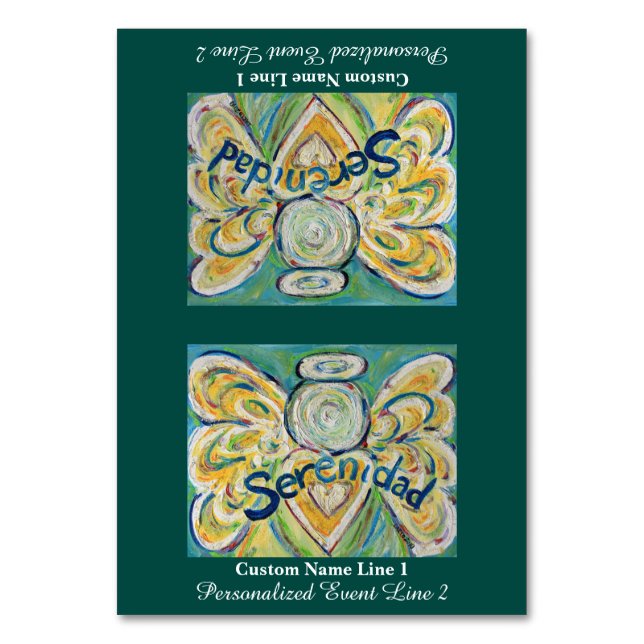 Serenidad Word Angel Custom Table Tents Tischnummer (Vorderseite)