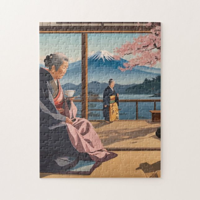 Sérénité au Japon : Tea and Mt Fuji Puzzle (Vertical)