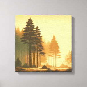 Sérénité des Pins Dorés – Toile d'Art de la Forêt