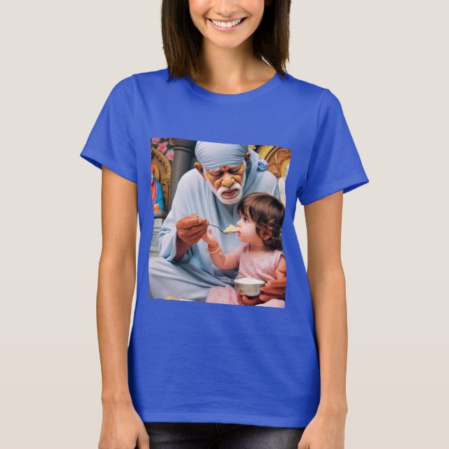 Sérénité divine : T-shirt Aquarelle Sai Baba (Devant)