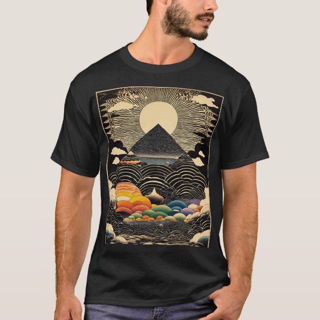 Sérénité esquissée : T-shirt Pittoresque noir (Devant)