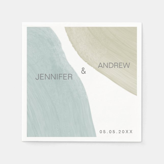 Sérénité Moderne | Serviette en papier monogramme (Devant)