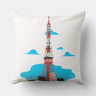 "Sérénité Skyline : Coussin Tour Bleue"
