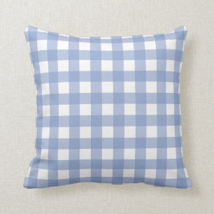 Serenity-blauer u. weißer Gingham-Karo Kissen