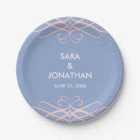 Serenity Blue, Rose Quartz Schnörkel Wedding