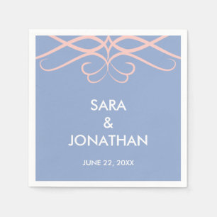 Serenity Blue, Rose Quartz Schnörkel Wedding Serviette