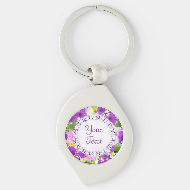 Serenity Bouquet floral SwirlTemplate Schlüsselanh Schlüsselanhänger (Vorderseite)