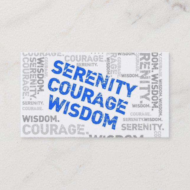 Serenity Courage Wisdom Word Collage Visitenkarte (Vorderseite)