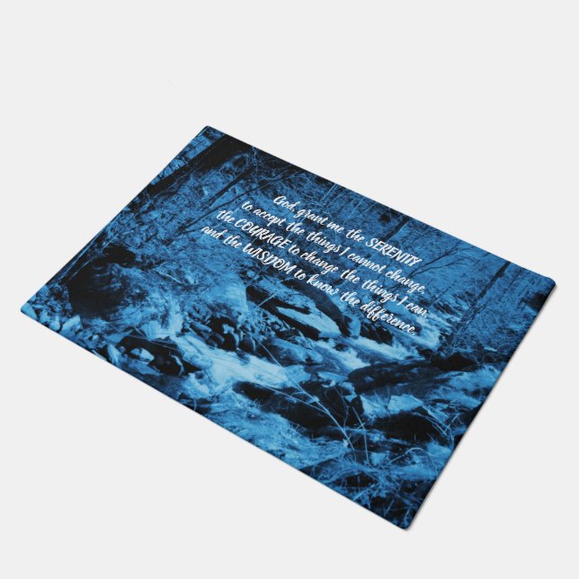 Serenity Gebet Blau fließen Brook Inspiration Fußmatte (Schrägansicht)