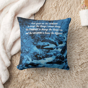 Serenity Gebet Blau fließen Brook Inspiration Kissen