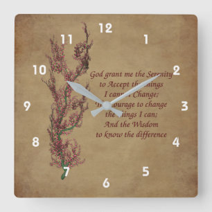 Serenity-Gebet Blütenbaum Inspirierend Quadratische Wanduhr