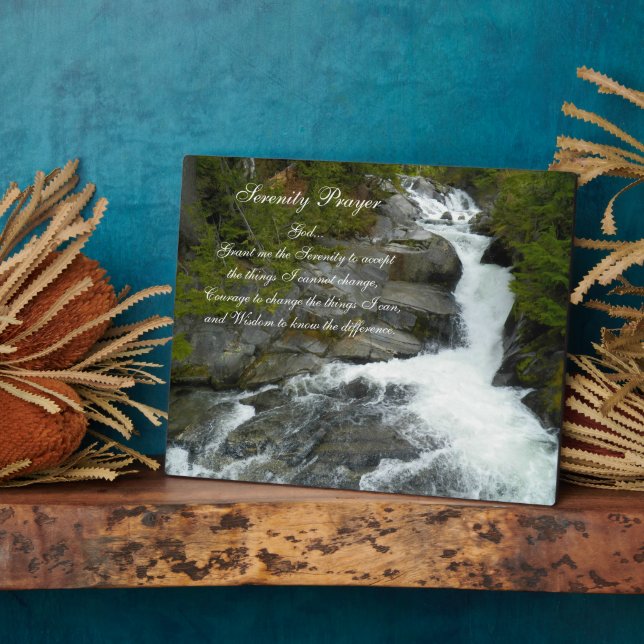 Serenity Gebet Forest Waterfall Fotoplatte (Seite)