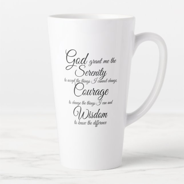 Serenity Gebet in Schriftart mit schwarzer Schrift Milchtasse (Rechts)