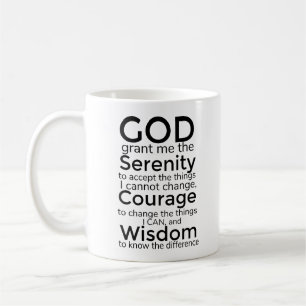 Serenity Gebet in schwarzem Schriftart Kaffee Tass Kaffeetasse