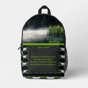 Serenity-Gebet-Kattacken in neugieriger Inspiratio Bedruckter Rucksack