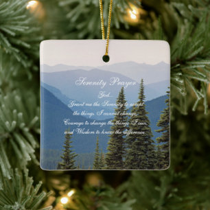Serenity-Gebet Nebelberge Landschaft Keramikornament