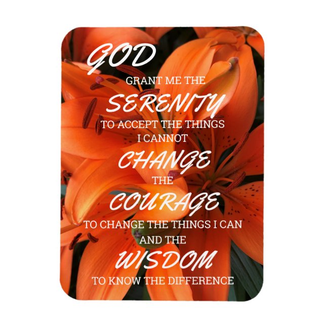 Serenity Gebet Orange Lily Blume Foto Gott Magnet (Vertikal)