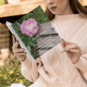 Serenity Gebet Pink Peony Bloom Floral Notizblock