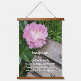Serenity Gebet Pink Peony Floral Wandteppich Mit Holzrahmen