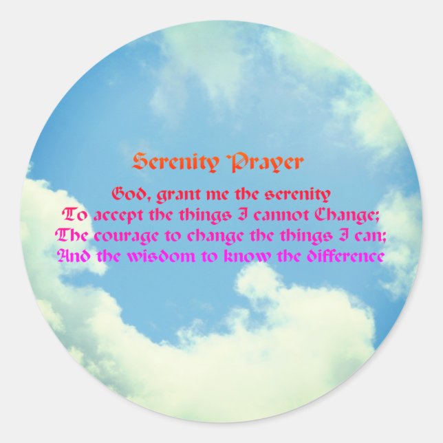 Serenity Gebet Rainbow Blue Sky Inspiration Runder Aufkleber (Vorderseite)