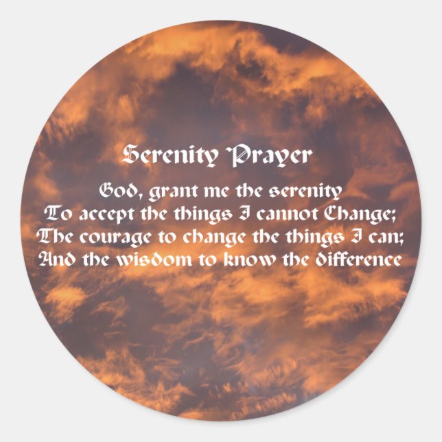 Serenity Gebet Sky Wolken Inspiration Runder Aufkleber (Vorderseite)