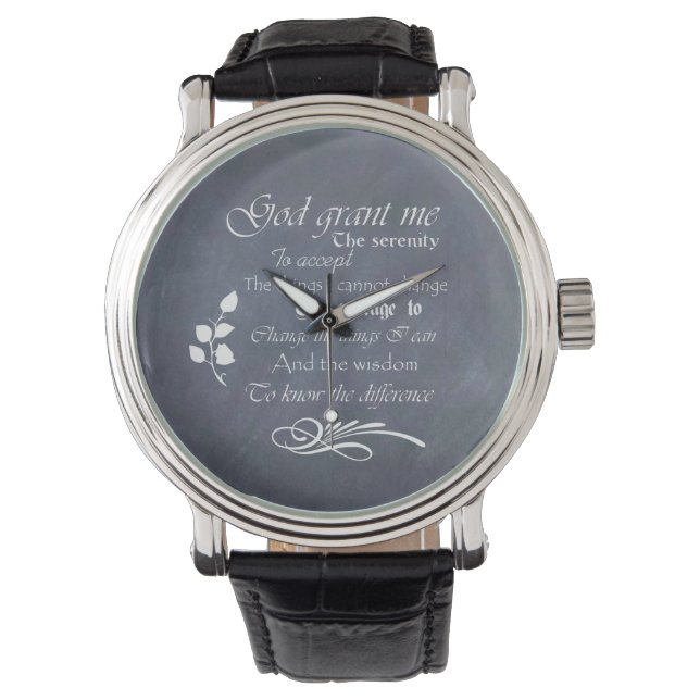 Serenity-Gebet-Uhr, Chalkboard-Design, einzigartig Armbanduhr (Vorderseite)
