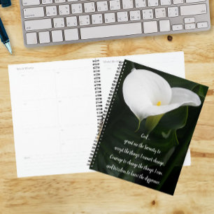 Serenity-Gebet-Zantedeschie-Blumen Planer