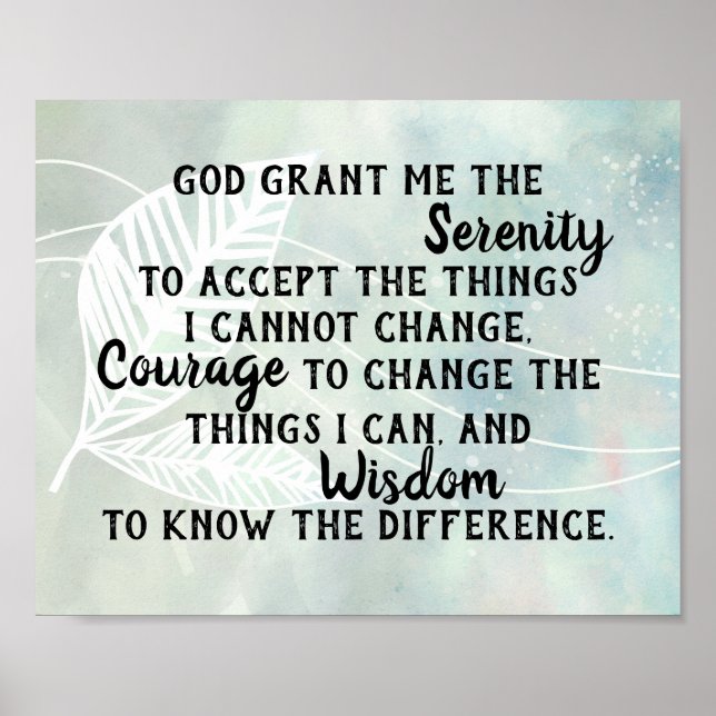 Serenity-Gebet zitieren elegantes Aquarelldesign Poster (Vorne)