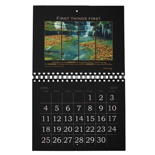 Serenity-Gebets-Gott-Grant-Zitat-Slogan-Erholung Kalender (Apr 2027)