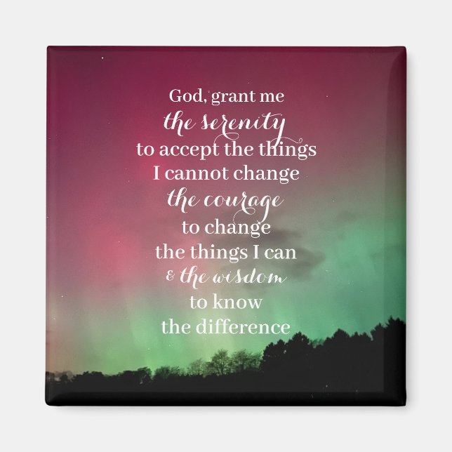 Serenity-Gebetsmagnet mit Aurora-Hintergrund Magnet (Vorne)