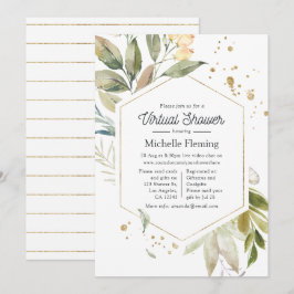 Serenity Greenery Geometric Virtual Baby Shower Einladung
