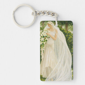 Serenity in Ivory: A Bride in a Garden Reverie Schlüsselanhänger