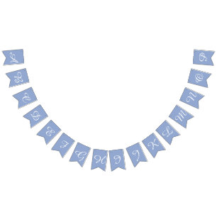 Serenity Light Blue & White Script Buchstaben Cust Wimpelkette