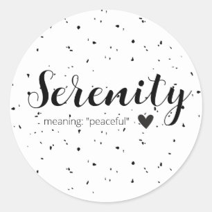 Serenity Name bedeutet Minimal Moderne Schwarze Mä Runder Aufkleber