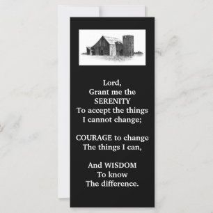 SERENITY PRAYER:ALTE BARN:PENCIL ART:RACK CARD