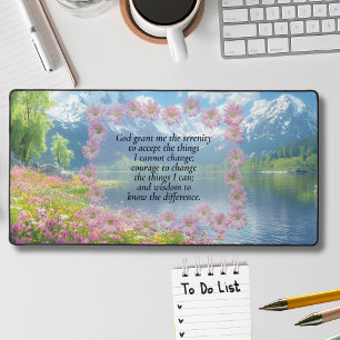 Serenity Prayer Bergblick mit Wildblumen Schreibtischunterlage