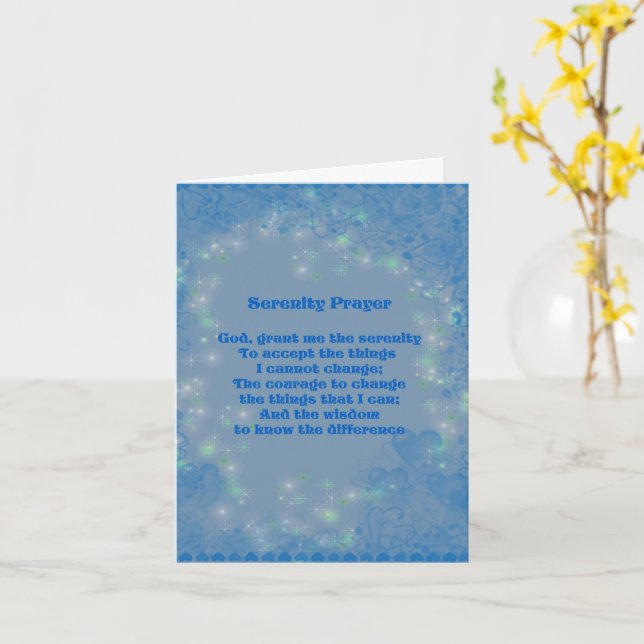 Serenity Prayer Blue Heart Inspiration Note Card Karte (Gelbe Blume)
