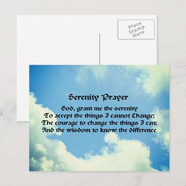 Serenity Prayer Blue Sky Inspiration Postkarte (Vorne/Hinten)