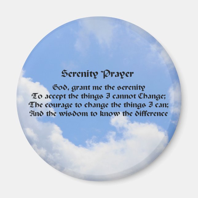 Serenity Prayer Blue Sky Inspirational Magnet (Vorne)