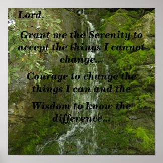 Serenity Prayer (cliff waterfall) Poster