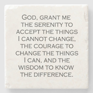 Serenity Prayer Copperplate Gothic Light Schrift Steinuntersetzer