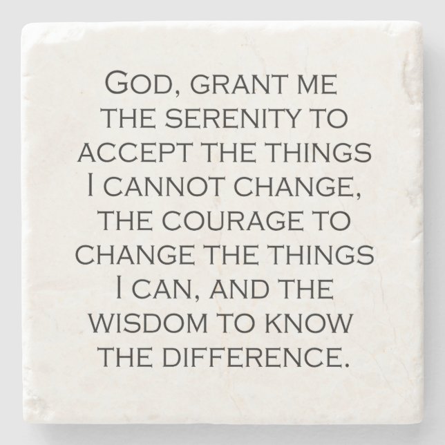Serenity Prayer Copperplate Gothic Light Schriftar Steinuntersetzer (Vorderseite)