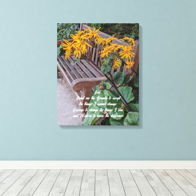 Serenity Prayer Garten Banca del Gottardo Leinwanddruck (Insitu (Holzboden))