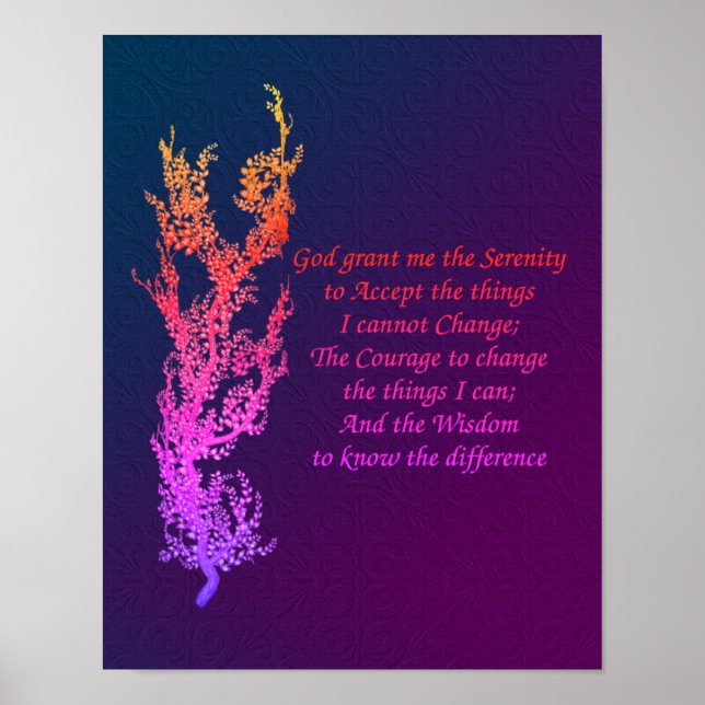 Serenity Prayer Inspirational Prayer Black  Poster (Vorne)