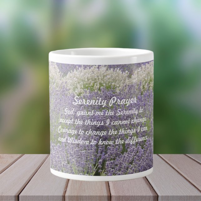 Serenity Prayer Lavender Garden Floral Jumbo-Tasse (In Situ)