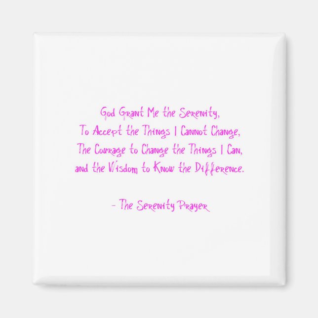 Serenity Prayer Magnet PINK Erholung Hoffnung Lieb (Vorne)