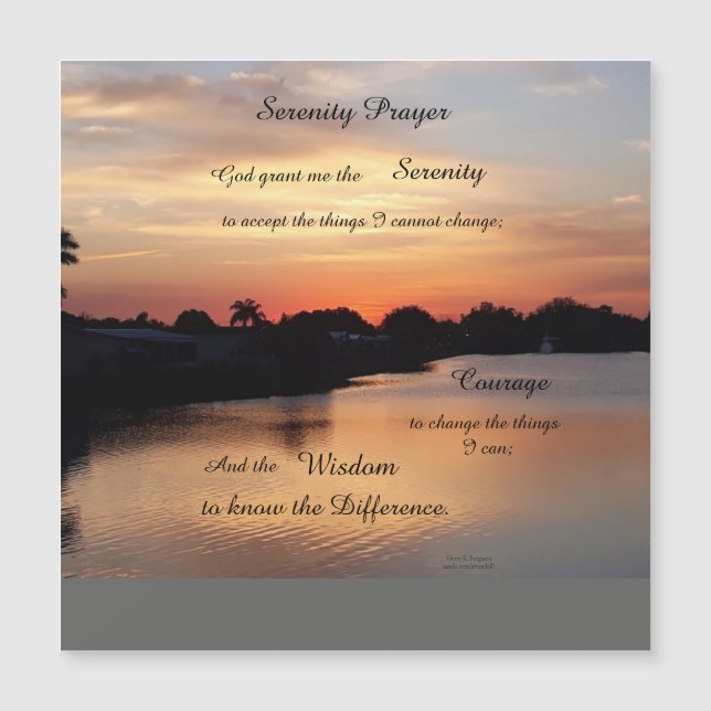 SERENITY PRAYER MAGNETIC CARD MAGNETKARTE (Vorderseite)