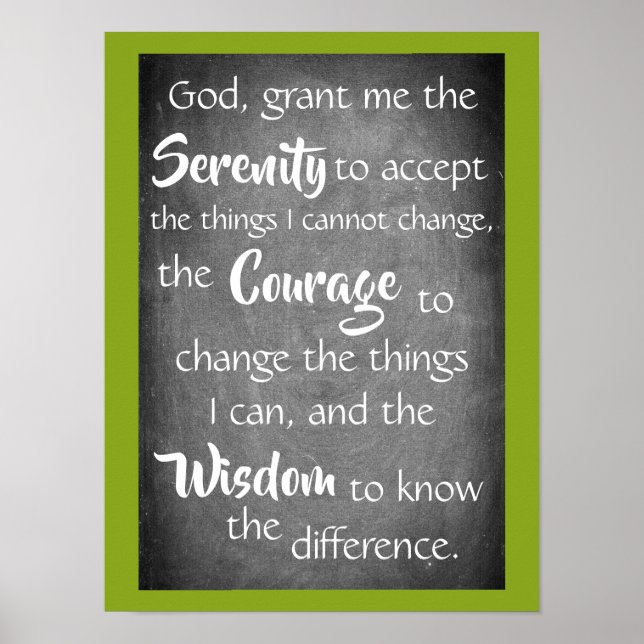 Serenity Prayer Modernes Green Chalkboard Poster (Vorne)