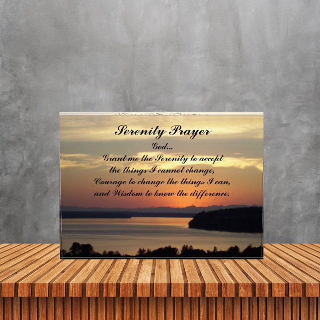 Serenity Prayer Orange Seascape Sunset Fotoblock (In Situ)